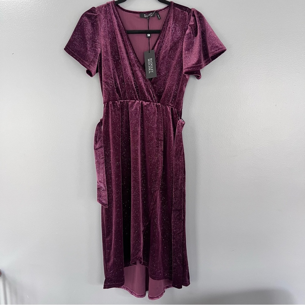 Badgley Mischka Velvet Glitter Dress - Picture 2 of 4